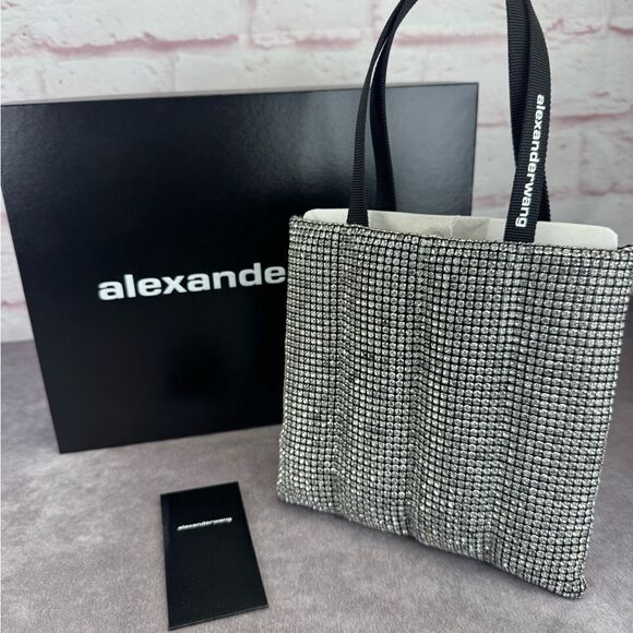 Alexander Wang Mesh Quilted Heiress Black Rhinestone Mini Tote Bag - Picture 12 of 13